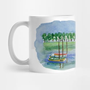 Canoes Watercolor Painting, Watercolor landscape canoes Mug